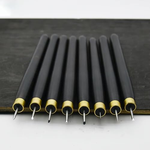 8 Herramientas de Grabado En Cobre, Agujas Profesionales para Grabado, Punta Seca Y Grabado con Mango de ébano.