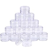 BENECREAT 16 Pack 1.7"x1.22" (25ml) Empty Clear Plastic Bead Storage Container jar with Rounded S...
