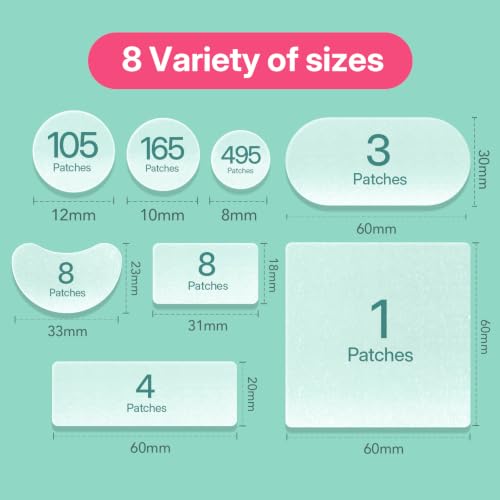 789 Count Pimple Patches, 8 Sizes Hydrocolloid Patch Variety Pack(15%ACC:M63EG97V2LEL) - image 3