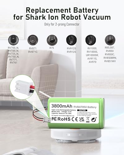 Image of 3800mAh RVBAT850 Battery, Battery Replacement for Shark Vacuum, Suitable for Rvbat850 Shark Ion-battery R75, RV761, RV850C, RV1000S, RV1100VL, RV101AE, UR1000SR, RV700 N, RV720 N(2-Prong Connector)