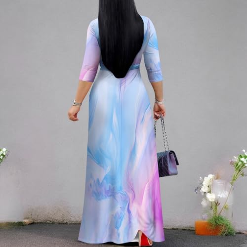 Image of PinkPatty Women's Plus Size Maxi Dress 3 /4 Sleeves Casual Flowy Long Dress for Vacation with Pockets