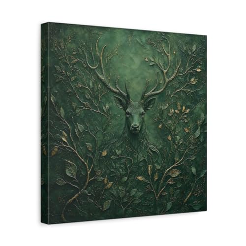 Art canvas cerf vert 35x35 cm avec châssis épais de 3 cm