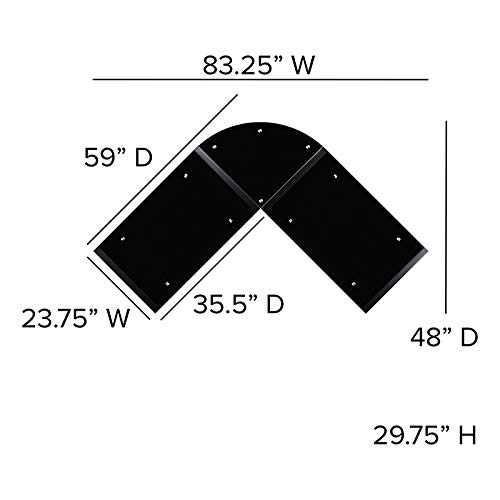Flash Furniture Black Glass L-Shape Corner Computer Desk With Pull-Out Keyboard Tray, 83.25"W X 23.5"D X 29"H #TOP2