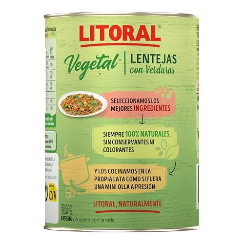 Miniatura 5 de Litoral Vegetal Lentejas Con Verduras - Plato Preparado Sin Gluten - Pack De 10x425g - Total: 4,25kg