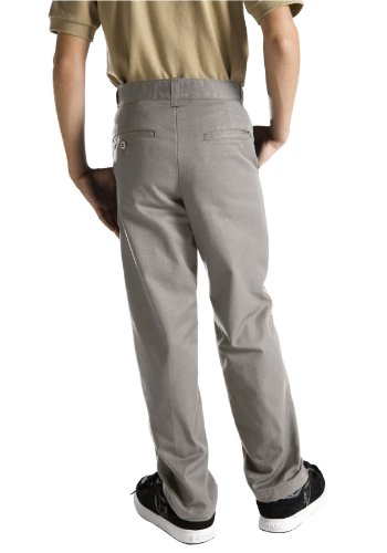 Dickies Big Boys' Classic Flat Front Pant, Silver, 16 Regular #TOP2