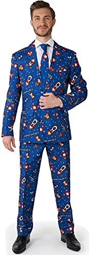 SUITMEISTER Costume rétro bleu marine Gamer | Coupe ajustée taille XXL | Comprend une veste, un pantalon et une cravate assortis, Gamer rétro, XX-Large Cover