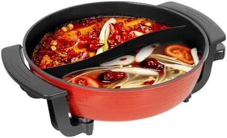 1360 W elektrische hot pot-pan met scheidingswand, 6 l, multifunctionele soeppan met glazen deksel, twee pannen in één, kookpan met S-vormige scheidingswand 1360 W elektrische hot pot-pan met scheidingswand, 6 l, multifunctionele soeppan met glazen deksel, twee pannen in één, kookpan met S-vormige scheidingswand