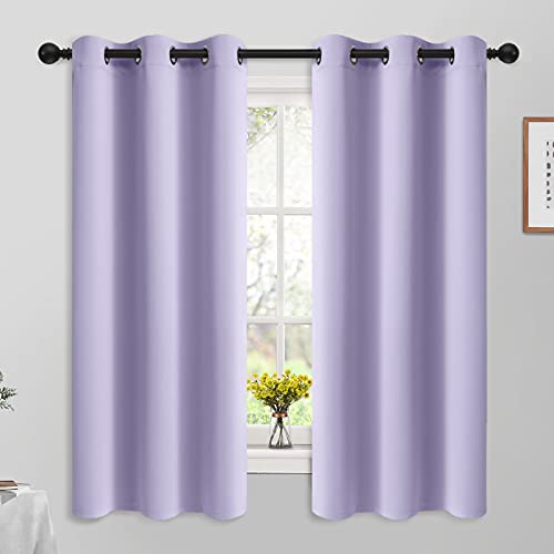 Yakamok 63 Inch Length Blackout Curtains for Bedroom, Thermal Insulated Room Darkening Grommet Top Window Drapes for Living Room,Lilac,42W x 63L,2 Panels