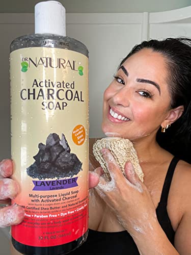 Dr. Natural Activated Charcoal Lavender Liquid Soap - 32Oz, 100% Plant-Based, Paraben-Free, Sulfate-Free, Cruelty-Free #TOP1