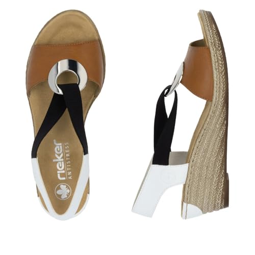 Image of Rieker 624H6 Fanni Women's Wedge Sandals - Lightweight, Comfortable and Supportive - Slip On Sandals with Cushioned Insole and High Wedge for Everyday Stylish Wear