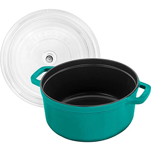 4-qt Turquoise Cast Iron Cocotte with Glass Lid - for STAUB Fans