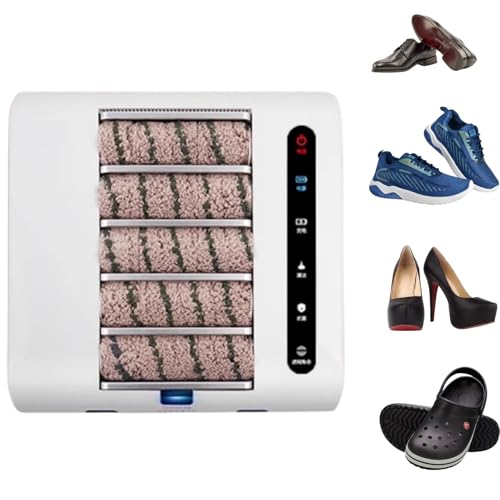 LFfwynog Cireuse à Chaussures à Double Tampon, polisseuse à Chaussures à Induction Automatique Rechargeable, frottant + Aspirant, 2 en 1, Nettoyage sans Eau pour la Maison, Le Bureau