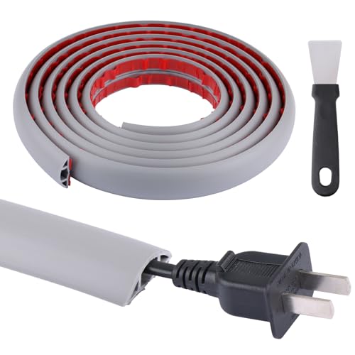 Canaleta flexible para cables de suelo, autoadhesiva, puente de cables de suelo de PVC, cubierta de cables, protección de cables, bandeja para cables, ocultar cables para casa, oficina, almacén (3 m