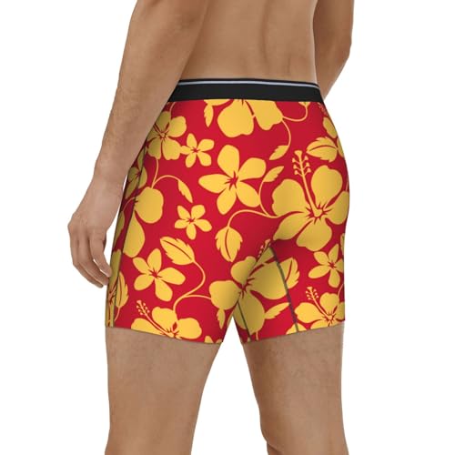 Hawaiian Style Red Yellow Mens Extended Underwear Length Boxer Briefs Comfort Breathable Underwear For Men4