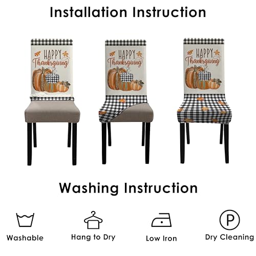 Azuazu Fall Chair Covers Set Of 6 Thanksgiving Dining Protector Stretch Autumn Pumpkin Truck Maple Leaves Slipcovers Removable Washable Back Chair Covers Home Decor Gifts thumb #5