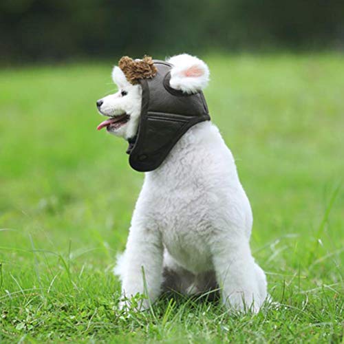 POPETPOP Kreative Fliegermütze Für Kleine Hunde Haustier Kostümkappe Windschutz Winter Warme Pilot Mütze Größe S Für Fotos Partys