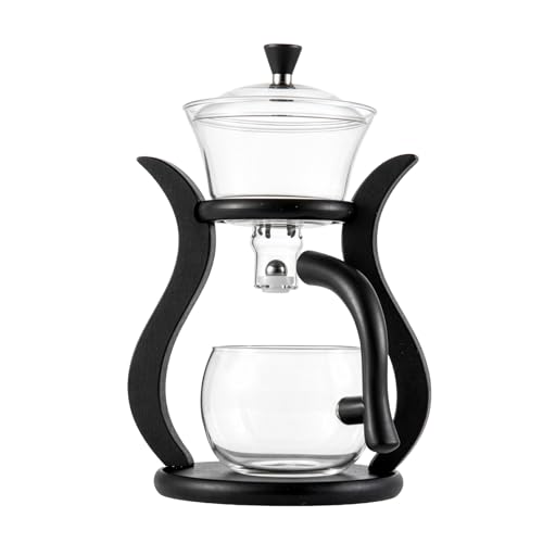 SUNNY NEST Lazy Kung Fu Glass Magnetic Tea Set - 25.4x14.3cm, Includes Semi-Automatic Drip Teapot, Heat-Resistant Glass Utensils, and Magnetic Switch