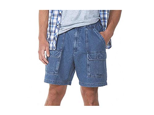 Savane Mens Comfort Hiking Cargo Shorts w/Tech Pocket (42, Denim)