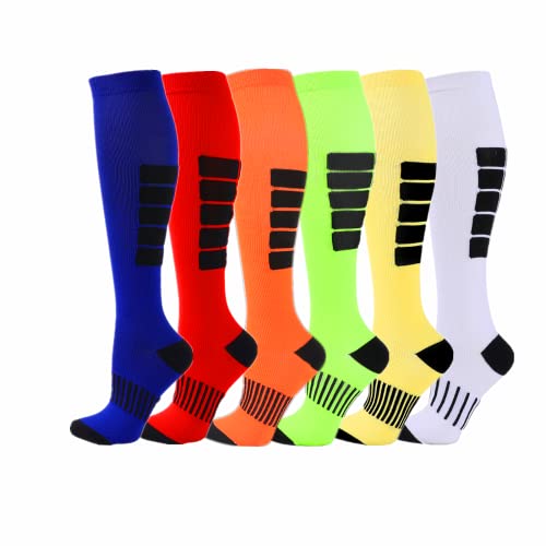 Cheeroyal Kompressionsstrümpfe 20-30mmHg für Männer/Frauen Erholung Krankenschwester Laufen Mutterschaft Schwangerschaft Flugreisen Medizinische Gesundheit Sport (S, 6 PAIRS-4) Cover