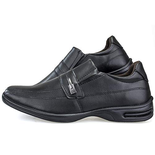 Sapato Social Masculino Conforto com Metal Preto + Relógio