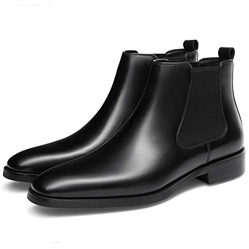 GIFENNSE Mens Chelsea Boots Leather Dress Boots for Men 11.5 Black - Thumbnail 4