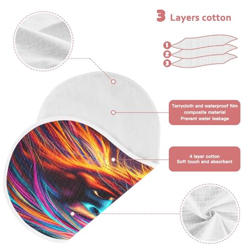 Highland Cow Neon Baby Burp Cloths Muslin Soft Burp Cloth Rags Cotton Burp Clothes Absorbent for Unisex Boy Newborn Girl 1 Pack 22x11 Inches3