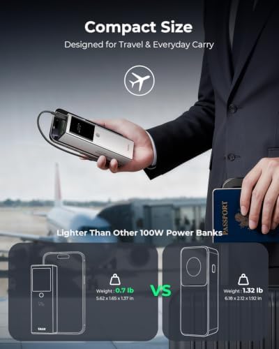 TALIX Laptop Power Bank, 12800mAh Portable Charger with 240W USB-C Cable