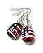 Linpeng E-24/25 Fiona Hand Painted USA Flag Patriotic Glass Beads Earrings, 2-Pair