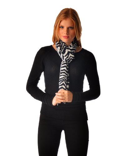 Cashmere Boutique: Zebra Print Cashmere Scarf Hand Printed (Color: Zebra Print, Size: 12