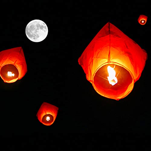 10 Pack Chinese Paper Lanterns, Sky Lanterns, 100% Biodegradable Environmentally Friendly Paper Lanterns for Party, Celebrations, Weddings, New Years, Festivals, Memorial Ceremonies