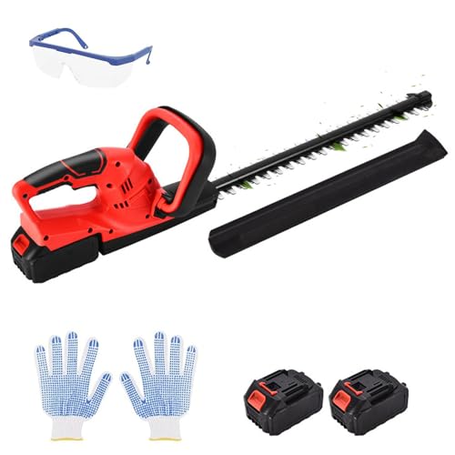 Cordless Hedge Trimmer - Electric Garden Trimmer - Battery Powered 4.0Ah with 2 Batteries & Charger, 20 Inch (510mm) Cutting Length - Lightweight - 0.6 Inch (15mm) Blade Width, for Garden Pruning