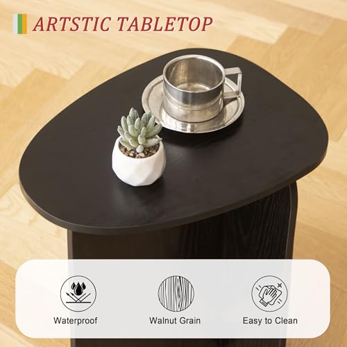 AWASEN Black Side Table, Small Triangle End Table Living Room, Modern Accent Table with Unique Tabletop, Mini Bedside Table for Small Spaces, Black - Thumbnail 6