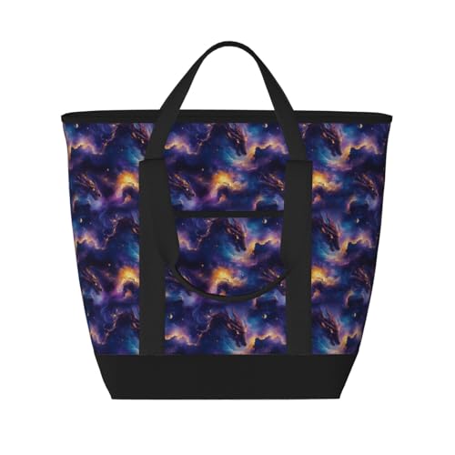 Grand sac isotherme doux au motif de dragon fantastique avec fermeture zippée