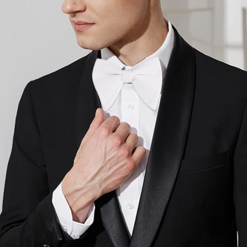 Image of Alizeal Velvet Pre-tied Adjustable Bow Tie for Men Oversize Formal Solid Tuxedo Bowtie