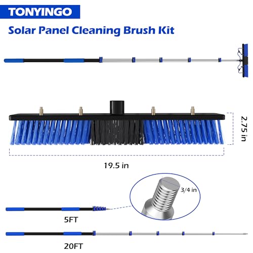 Image of 25 FT Reach Solar Panel Cleaning Brush Kit with Telescopic Pole