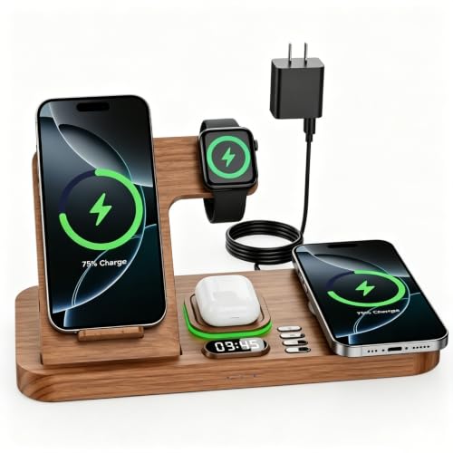 Image of Dual Phone Foldable Wireless Charging Station for Apple, Couple&Family Use