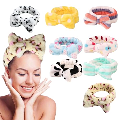 PMELCXD 8 PCS Makeup Headband - Coral Fleece Headbands Upgrade Your Beauty Routine Perfect for Washing Face Applying Makeup, and More! - Image 4
