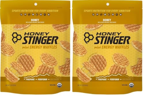 Honey Stinger Organic Mini Honey Waffles | Energy Stroopwafel for Exercise; Endurance and Performance | Sports Nutrition for Home &amp; Gym; Pre and Post Workout-| 1 Bag; 5.3 Ounce,(Pack of 2)