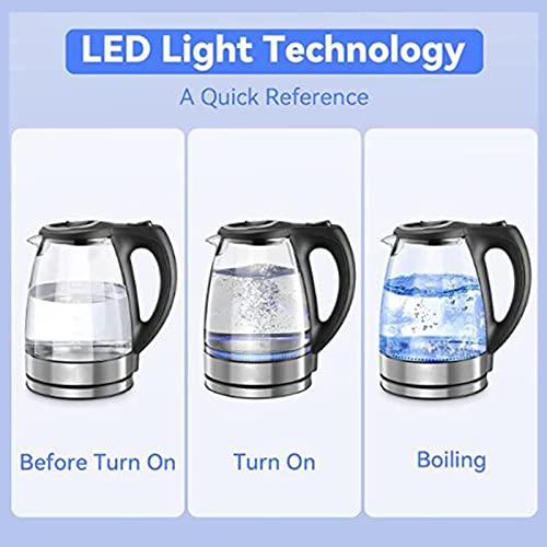 Pruie Chaleira Elétrica 1.7L 110V 1500W Chaleira de Água Quente de Vidro Aquecimento Rápido Chaleira