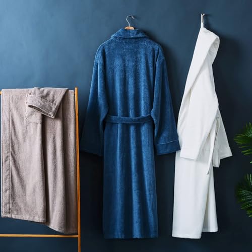 Bata de baño para hombre albornoz de algodón con cuello chal ropa de dormir xl marrón 5