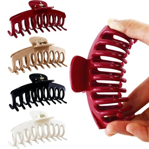 Image of 4 PCS Silicone Flexible Hair Claw Clips for Women, Cloud Soft Clips, Hair Claw Clips for Hat, Jumbo Claws clips for Thick Hair, Unsnappable Non-slip Rectangle Hair Clips