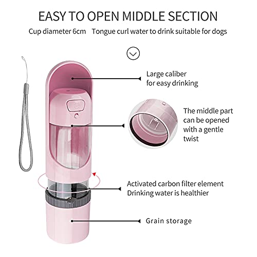 Dog Water Bottle,Leak Proof Water Dispenser Pet Portable Drinking Water Bottle ABS Resin Pet Outdoor Travel Water Bottle for Pets Outdoor Walking Hiking Travelling (Pink) - Image 5