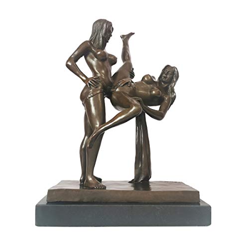 15.6" Nude Lesbian Make Love Bronze Statue Sex Sculpture Naked Woman Erotic Art Bedroom Decor #TOP5