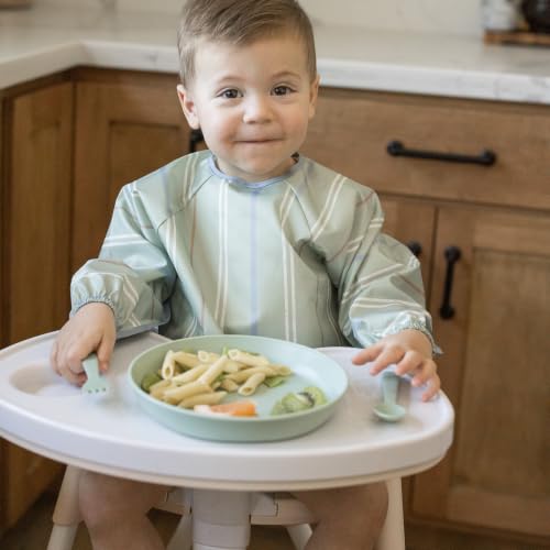 Image of Tiny Twinkle Long Sleeve Bib for Babies&Toddlers|2-Pack Waterproof Smock Bib for Eating|Machine Washable&Mess-Proof Feeding Essentials|Newborn Shower Gift(Heritage Stripe,Gone Fishing,6-24M)