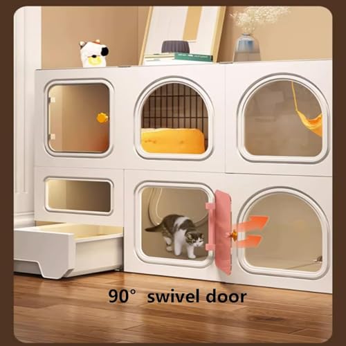 Gaiolas semi-fechadas para gatos faça você mesmo, cercado para gatos grande com caixa interna e exte