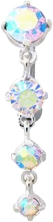 playful piercings Top Mount 4 Gem Swing Drop Dangle Reverse Belly Button Navel Ring (5 Colors Available) 14g