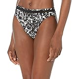 DKNY Women's Standard Mid Rise Full Coverage Bikini Bottom Bathing Suit, Black/White, S