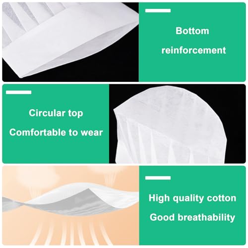 Ksvaye 10 Stück Kochmütze Einweg Kochhut Chefkoch Mütze Erwachsene Unisex Bäckermütze Kochhaube für Herren Damen Küche Hotel Backen Restaurant Kochen (Weiß)