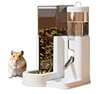 Automatischer Hamster Wasserspender & Futterspender Set 2-in-1, Auslaufsicher & Tropfsicher, 10.5x11x15cm, für Kleintierkäfige von Hamster, Kaninchen, Mäuse, Ratten und Andere Nagetiere, Weiß (Grau)