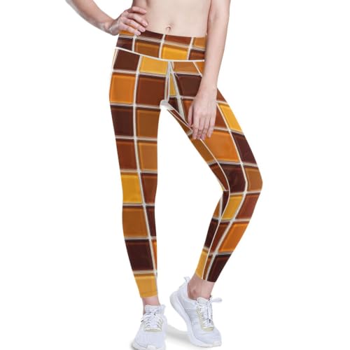 Leggings de yoga de alta densidad con diseño abstracto cristal café